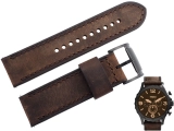 Oryginalny pasek Fossil Nate JR1487 skóra nubuk brąz 24mm czarna klamra
